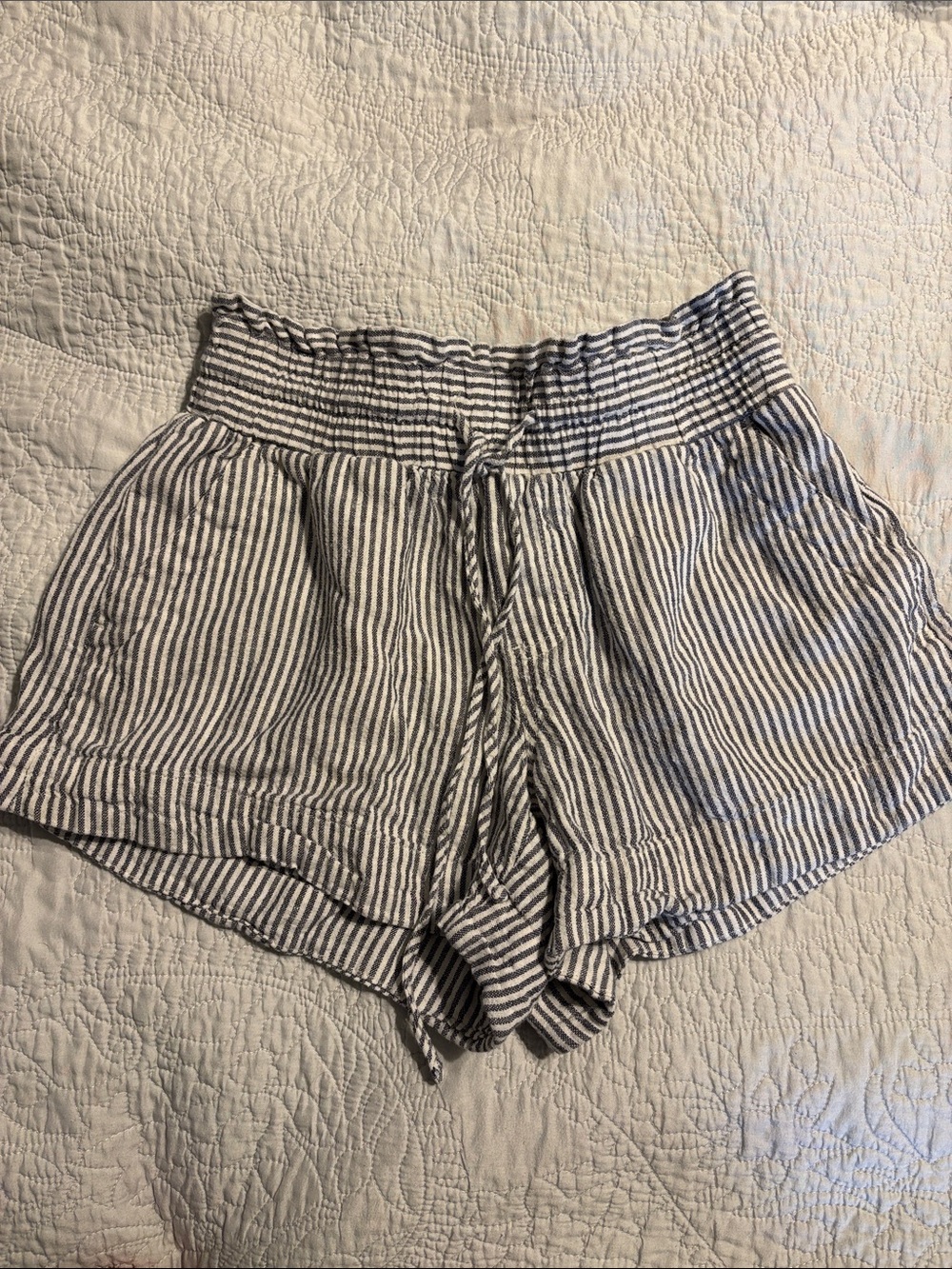a new day Blue and White Striped High-Waist Tie-Front Women’s Shorts